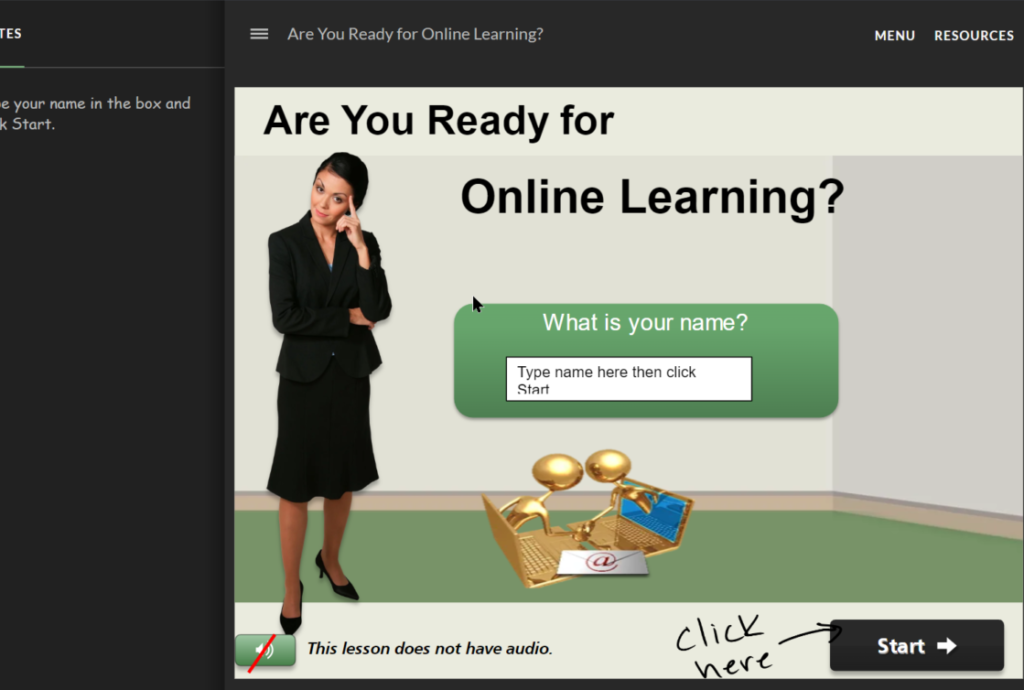 Screenshot: Are You Ready for Online Learning?