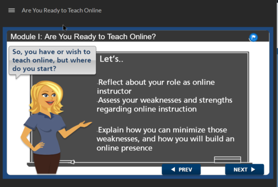 Screenshot of articulate lesson: Are you ready to teach online?